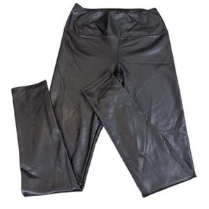7 For All Mankind Faux Leather High Rise Leggings Black Sz S 28.5 Inseam